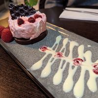 Raspberry chocolate truffle cheesecake at Shardana in Guildford