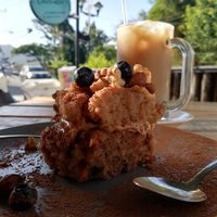 Banana bread with peanut butter, nuts and blueberries at CocoLatte in El Valle De Anton