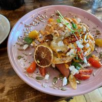 Loaded vegan croissant, from specials menu at Harrow and Harvest Cafe in Lilydale