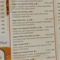 Extensive vegan section of the menu at LANA in Killarney