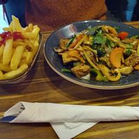 Vegan Pad Prik with chips at LANA in Killarney