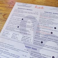 The menu at HOB in South West London