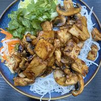Vegan chickenless Bun Thit delight   at Ben Tre Vietnamese Cafe in South East London