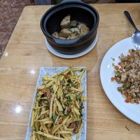 Pepper rolls, Mango salad and Fried rice at Nhà Hàng Chay Hoa Lư - Loving Hut in Ninh Binh