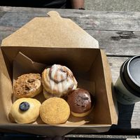 Vegan donuts and coffeee  at Cloudy Donut Co in Brooklyn