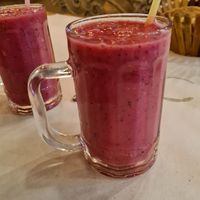 Dragonfruit, mango and ginger smoothie at  Bilmos in Chefchaouen