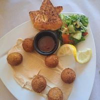 Falafel, humous, pita bread at  Bilmos in Chefchaouen