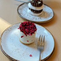 Bird's Milk Cake (a Latvian cake - vegan version) at Moltto Coffee in Riga