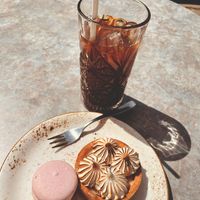 vegan macaroon ,vegan lemon pie at Moltto Coffee in Riga