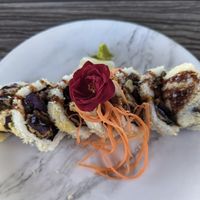 Sweet potato tempura roll at Kauai Sushi Station in Lihue
