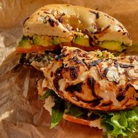 Sunlight delightful onion bagel at Migrant Coffee in West Footscray