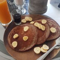 Vegan cacao pancakes at The Beachbaby Cafe in Siargao
