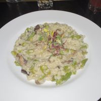 Vegan asparagus risotto   at BikeShed Motorcycle Company in Los Angeles