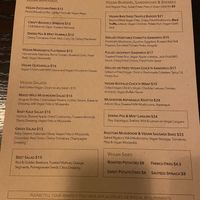 Vegan menu   at BikeShed Motorcycle Company in Los Angeles