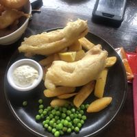 Banana blossom “fish” and chips   at Schiehallion Hotel in Aberfeldy