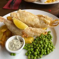 Banana blossom fish'n chips at Schiehallion Hotel in Aberfeldy