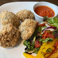 Mushroom arancinis at Schiehallion Hotel in Aberfeldy