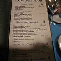 Vegan menu. at Farolim in Santa Maria