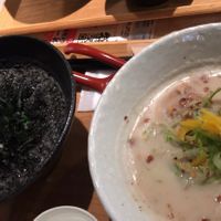 Black sesame and seaweed ramen and yuzu almond milk ramen at Hakkou Ramen izuru - 発酵ラーメン  in Yokohama