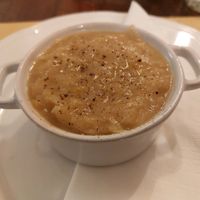 Starter with onion soup at Terra Ristorante Vegetariano in Caserta