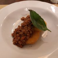 Polenta with lentis at Terra Ristorante Vegetariano in Caserta