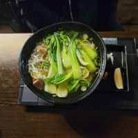 Soup with rice noodles and Pak choi at Hu Lu Lu Akácfa in Budapest