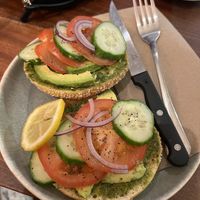 Avo pesto bagel   at Remedy Coffee in Auckland