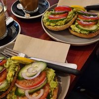 Avocado Pesto Bagel & Oat Latte at Remedy Coffee in Auckland