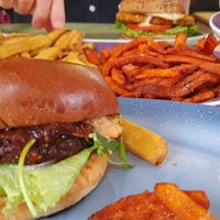 Burgers, fries and salad at Hans im Glück in Spreitenbach