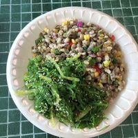 Barley/lentil plus with seaweed salad at The S and S Takeout in Fort Pierce
