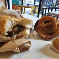 Cheesesteak and onion rings at HipCityVeg - Rittenhouse in Philadelphia