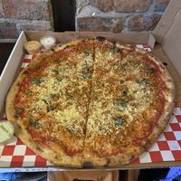 Sausage pizza with dips  at Bambino in Dublin