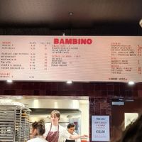 Menu at Bambino in Dublin