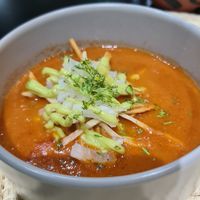 Super yummy tortilla soup at Agave Studio in Puerto Ayora