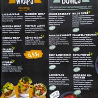 Salads and wraps menu at immergrün in Munich