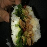 Vegan Gong bao chicken with seaweed (L) RB  (real hot red pepper)   at Yaya Tea in Hicksville