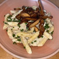 Cheesy vegan pasta   at Real Vegetal in Medellin