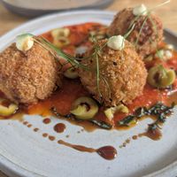 Mini arancini at Real Vegetal in Medellin