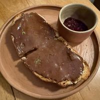 Chocolate toast at Real Vegetal in Medellin