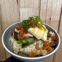 Vegan Bhudda Bowl with tofu and rice. Not on the menu, but one of the ever changing specials. at Little T's in Balcatta
