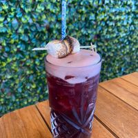 'By The Fire' mocktail made with Lyre's Non Alcoholic Amaretti, Toasted Marshmallow Syrup and Tart Cherry at Little T's in Balcatta