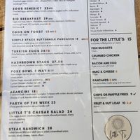 Updated menu. Sans vegan at Little T's in Balcatta