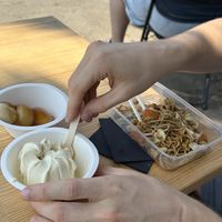 Soy Soft serve and yakisoba  at Somenoya in Barcelona