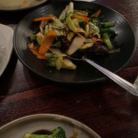 Green curry and shitake mushroom stirfry at Thai Street in Auckland