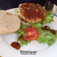 veggie burger at Asasse Pa Vegan Restaurant in Cape Coast