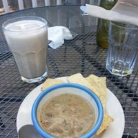 Soup and Chai at available outdoor seating. at Susty's Cafe in Northwood