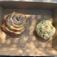 coffee scroll and cheese&chive scone🤤  at Biscuit Tin Bakery - Pop Up in Hampton