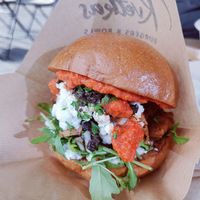 Olymp vegan burger at Kvetkas in Helsinki