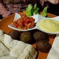 Hummus and falafel  at Imm Aim Vegetarian and Bike Cafe in Chiang Mai