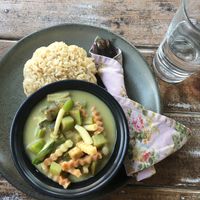 Green Curry - Way too watery! Disappointed unfortch at Imm Aim Vegetarian and Bike Cafe in Chiang Mai